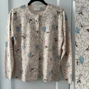 Emma James a Liz Claiborne company Floral Cardigan Sweater Top Size Small